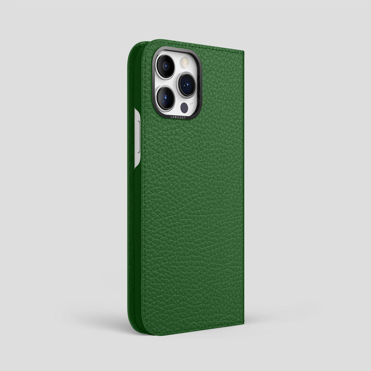 Dark Green iPhone 14 Pro Max Folio Magsafe Case Calf with Black Metal -1 | Dark-Green-Black