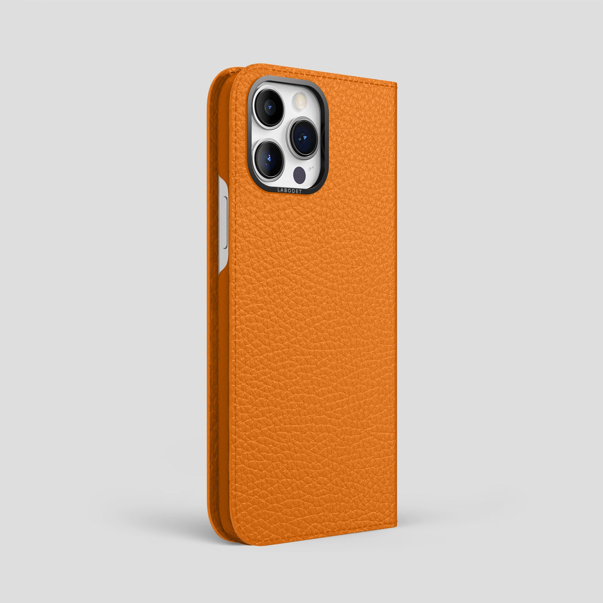 Orange iPhone 14 Pro Max Folio Magsafe Case Calf with Black Metal -1 | Orange-Black