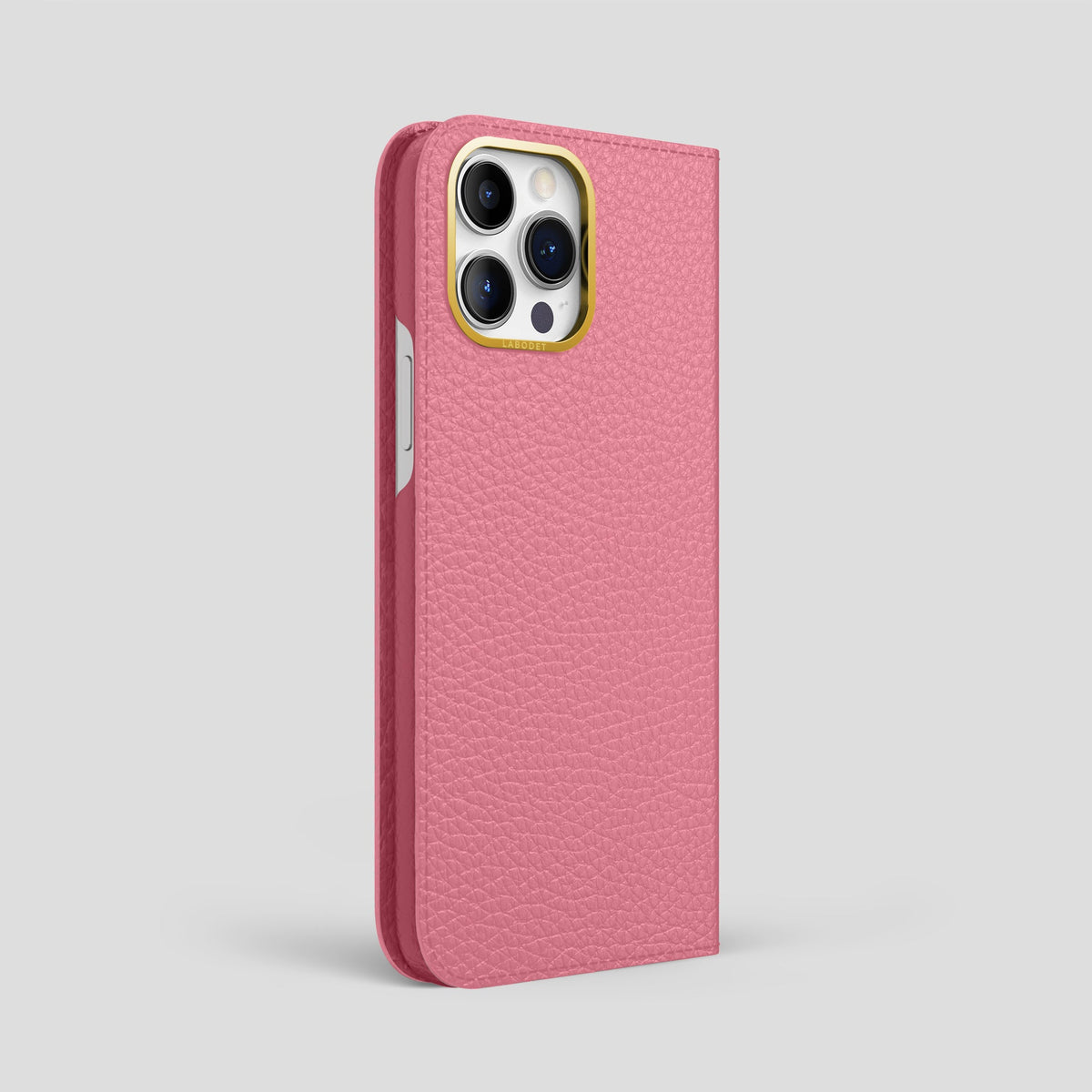 Pink iPhone 14 Pro Max Folio Magsafe Case Calf with Gold Metal -1 | Pink-Gold