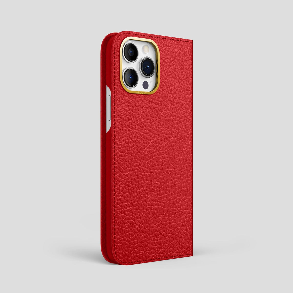 Red iPhone 14 Pro Max Folio Magsafe Case Calf with Gold Metal -1 | Red-Gold