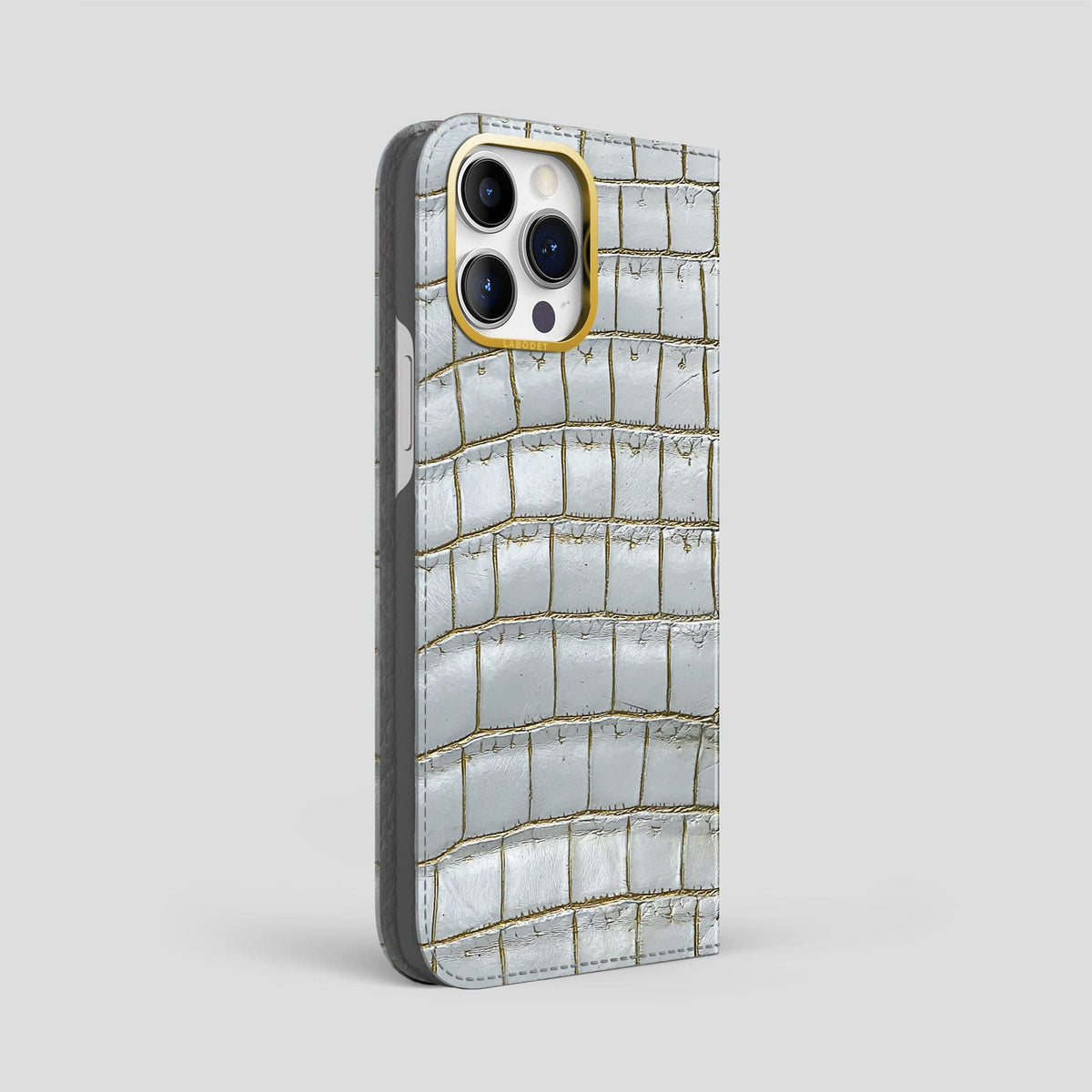 Arctic iPhone 14 Pro Max Folio Case Himalayan Crocodile with Gold Metal -1 | Arctic-Gold
