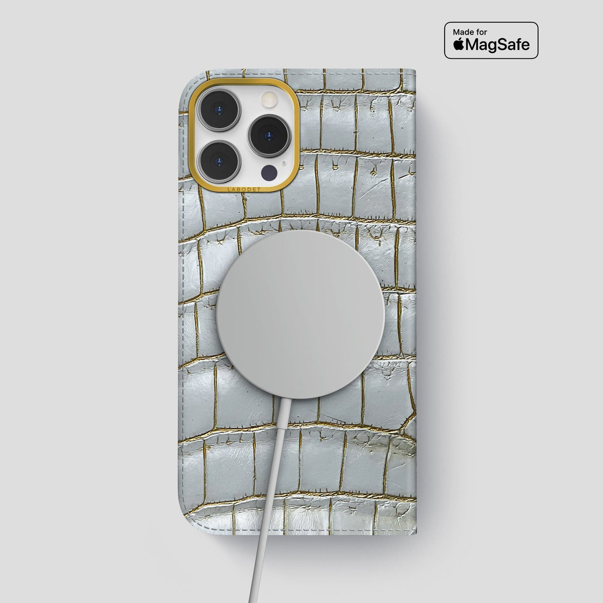 Arctic iPhone 14 Pro Max Folio Case Himalayan Crocodile with Gold Metal -3 | Arctic-Gold