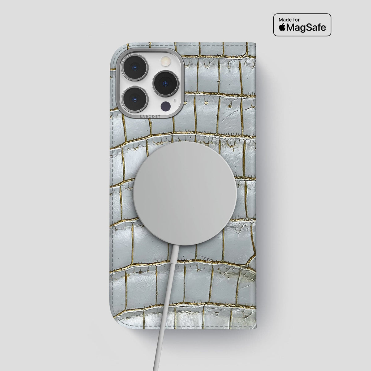 Arctic iPhone 14 Pro Max Folio Case Himalayan Crocodile with Steel Metal -3 | Arctic-Steel