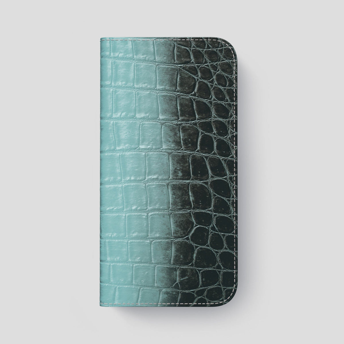 Light-Mint iPhone 14 Pro Max Folio Case Himalayan Crocodile with Black Metal -4 | Light-Mint-Black