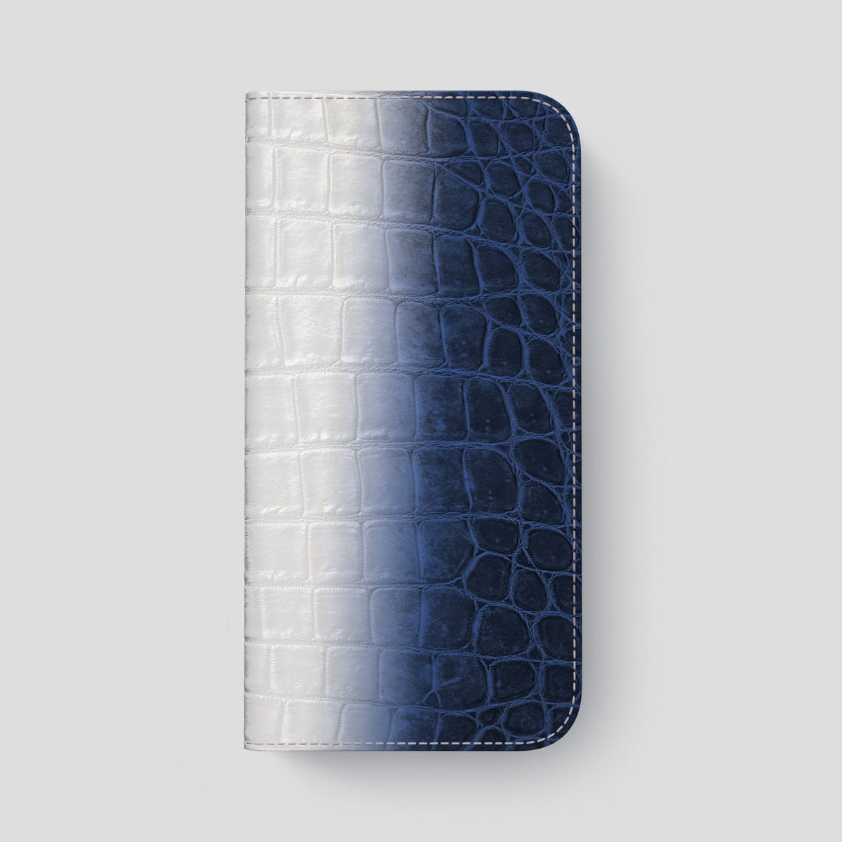 Navy Blue iPhone 14 Pro Max Folio Case Himalayan Crocodile with Black Metal -4 | Navy-Blue-Black