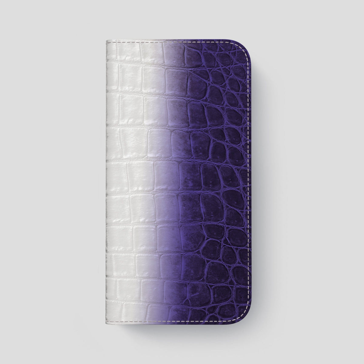 Purple iPhone 14 Pro Max Folio Case Himalayan Crocodile with Gold Metal -4 | Purple-Gold