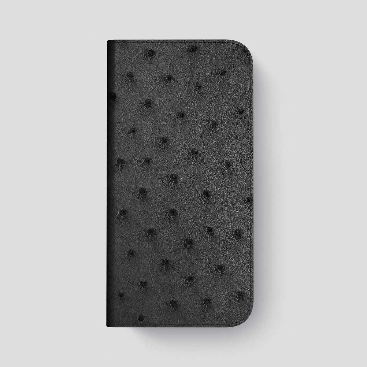 Black iPhone 14 Pro Max Folio Case Ostrich with Black Metal -4 | Black-Black