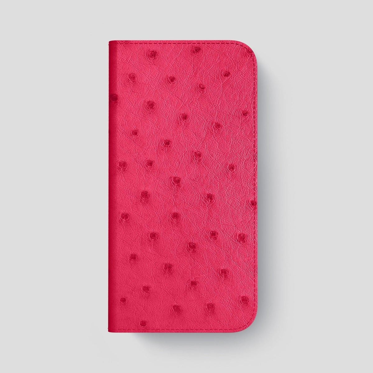 Bordeaux iPhone 15 Pro Max Folio Case Ostrich with Gold Metal -4 | Bordeaux-Gold