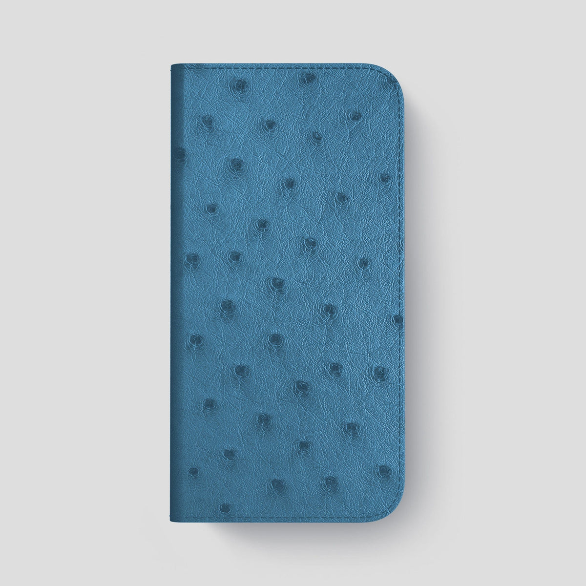 Blue-Jeans iPhone 15 Pro Max Folio Case Ostrich with Steel Metal -4 | Blue-Jeans-Steel