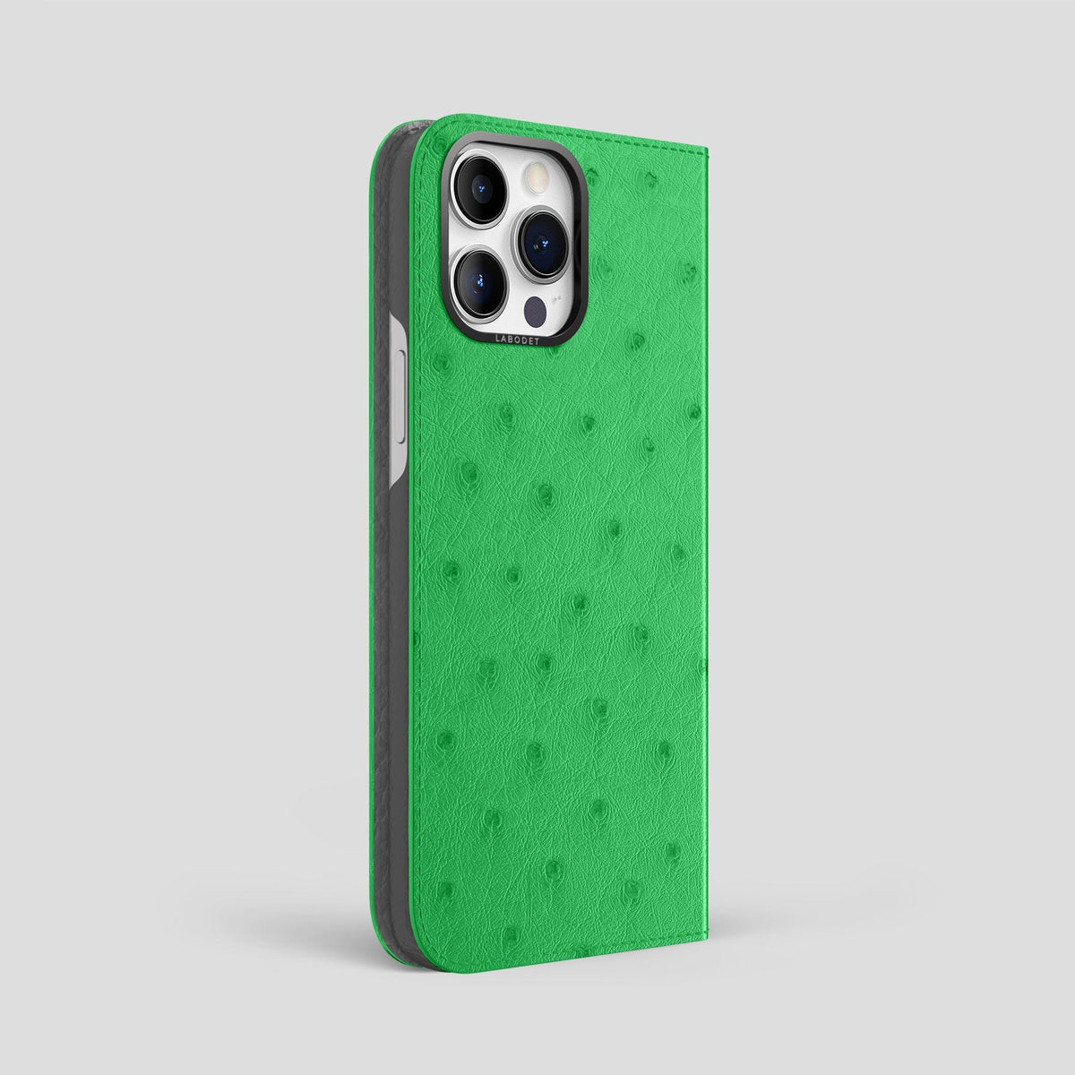 Kentucky Green iPhone 14 Pro Max Folio Case Ostrich with Black Metal -1 | Kentucky-Green-Black