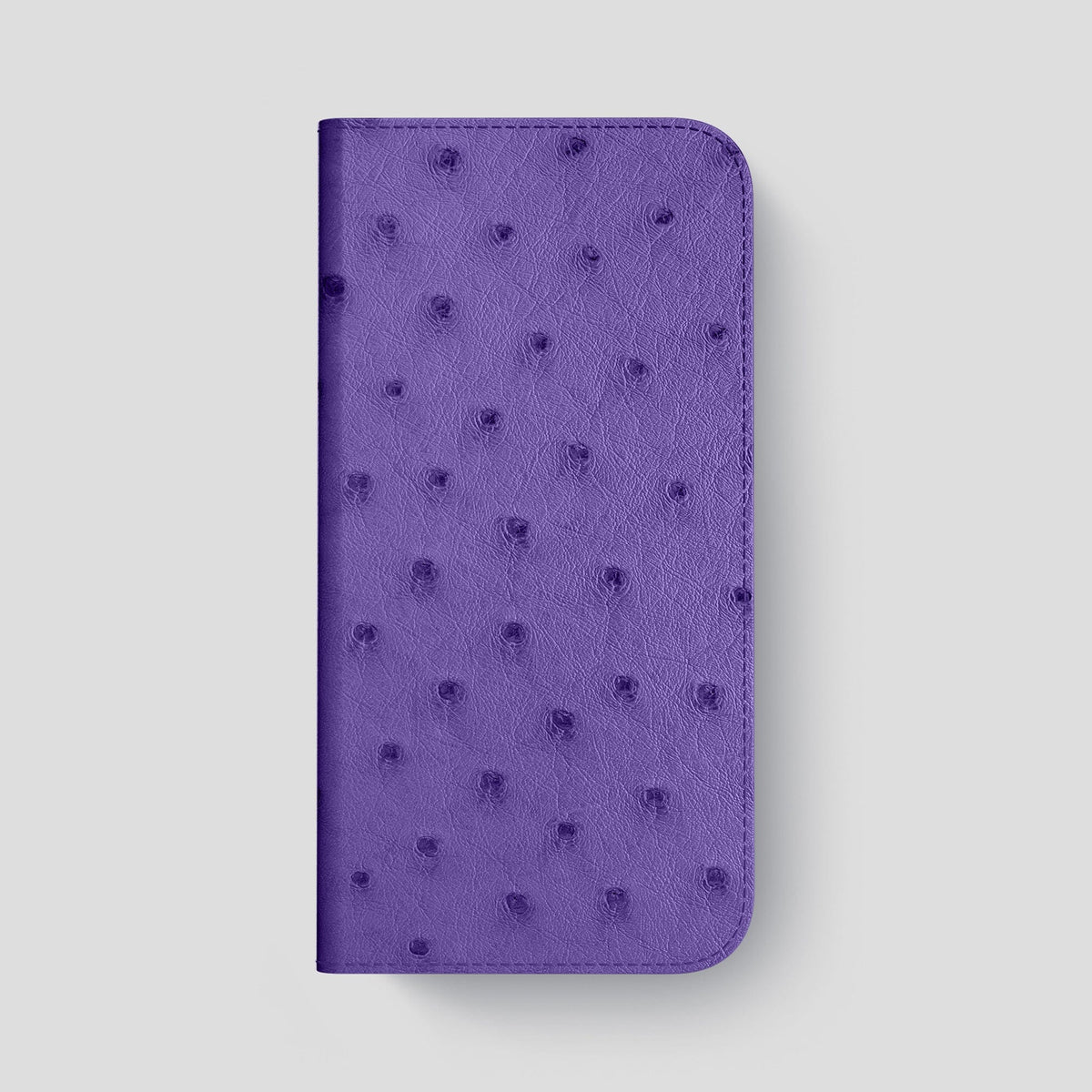 Purple iPhone 15 Pro Max Folio Case Ostrich with Steel Metal -4 | Purple-Steel