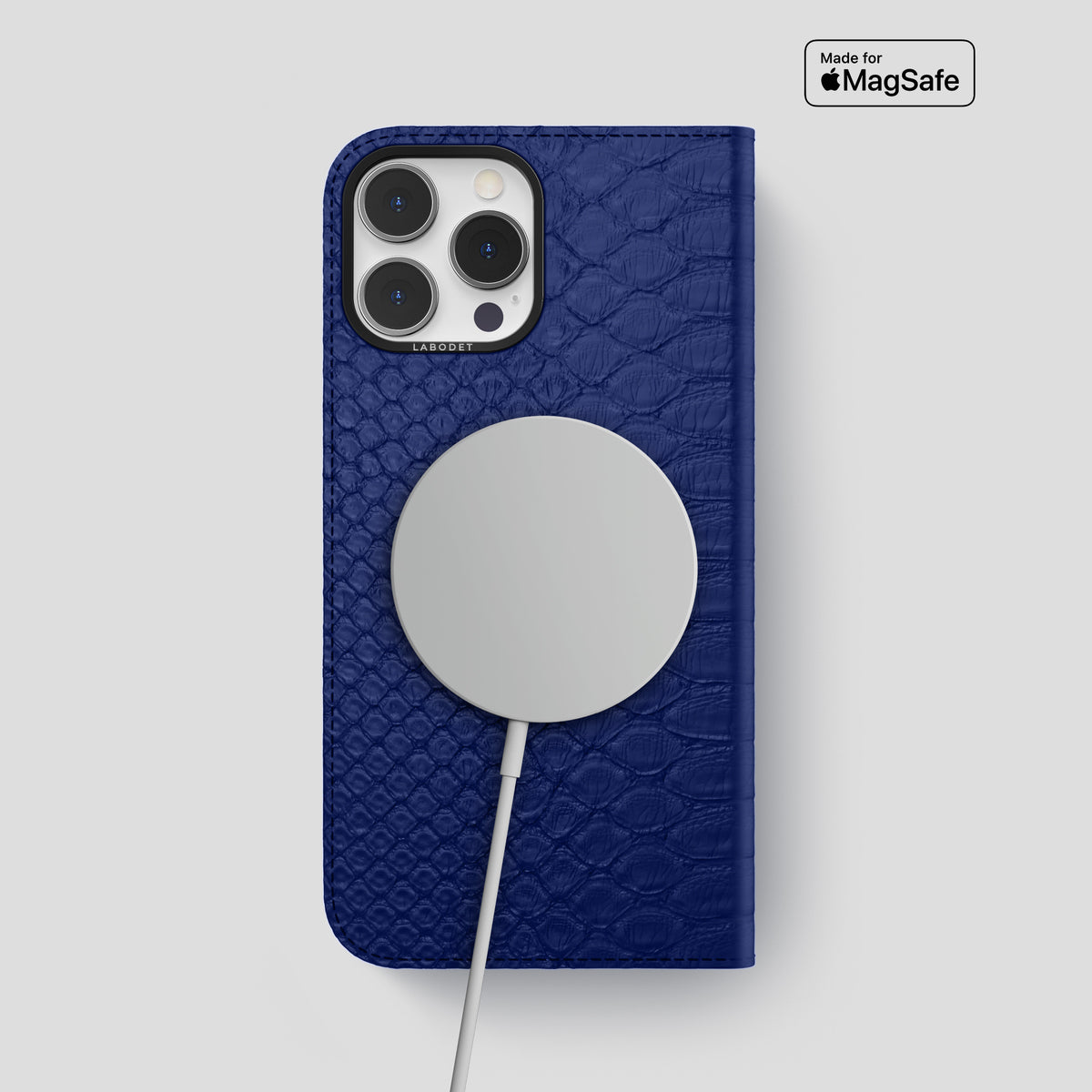 Royal Blue iPhone 15 Pro Max Folio Case Python with Black Metal -3 | Royal-Blue-Black