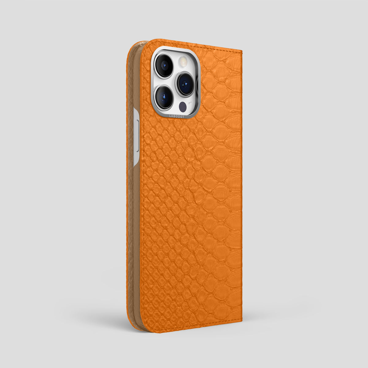 Orange iPhone 15 Pro Max Folio Case Python with Steel Metal -1 | Orange-Steel