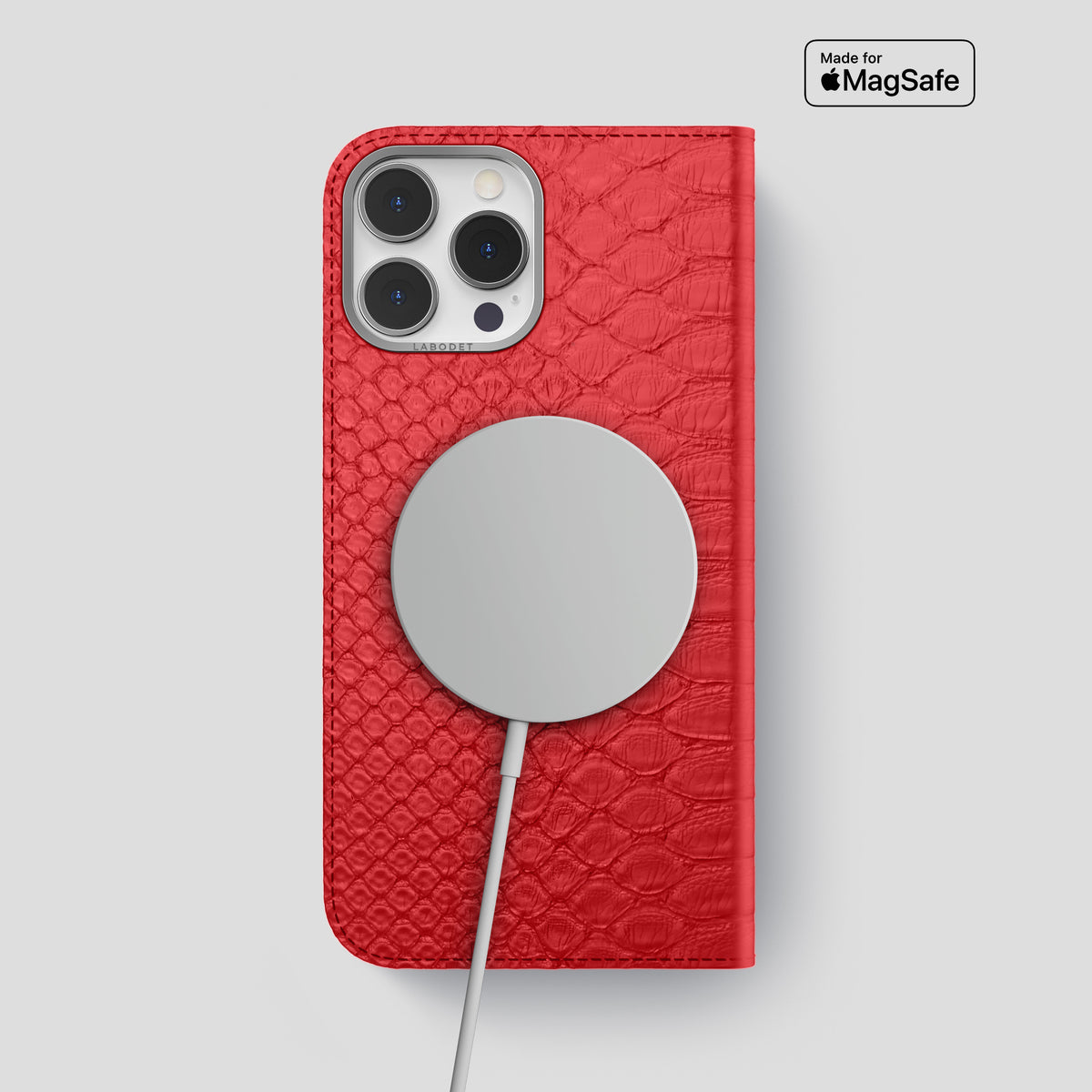 Red iPhone 15 Pro Max Folio Case Python with Steel Metal -3 | Red-Steel