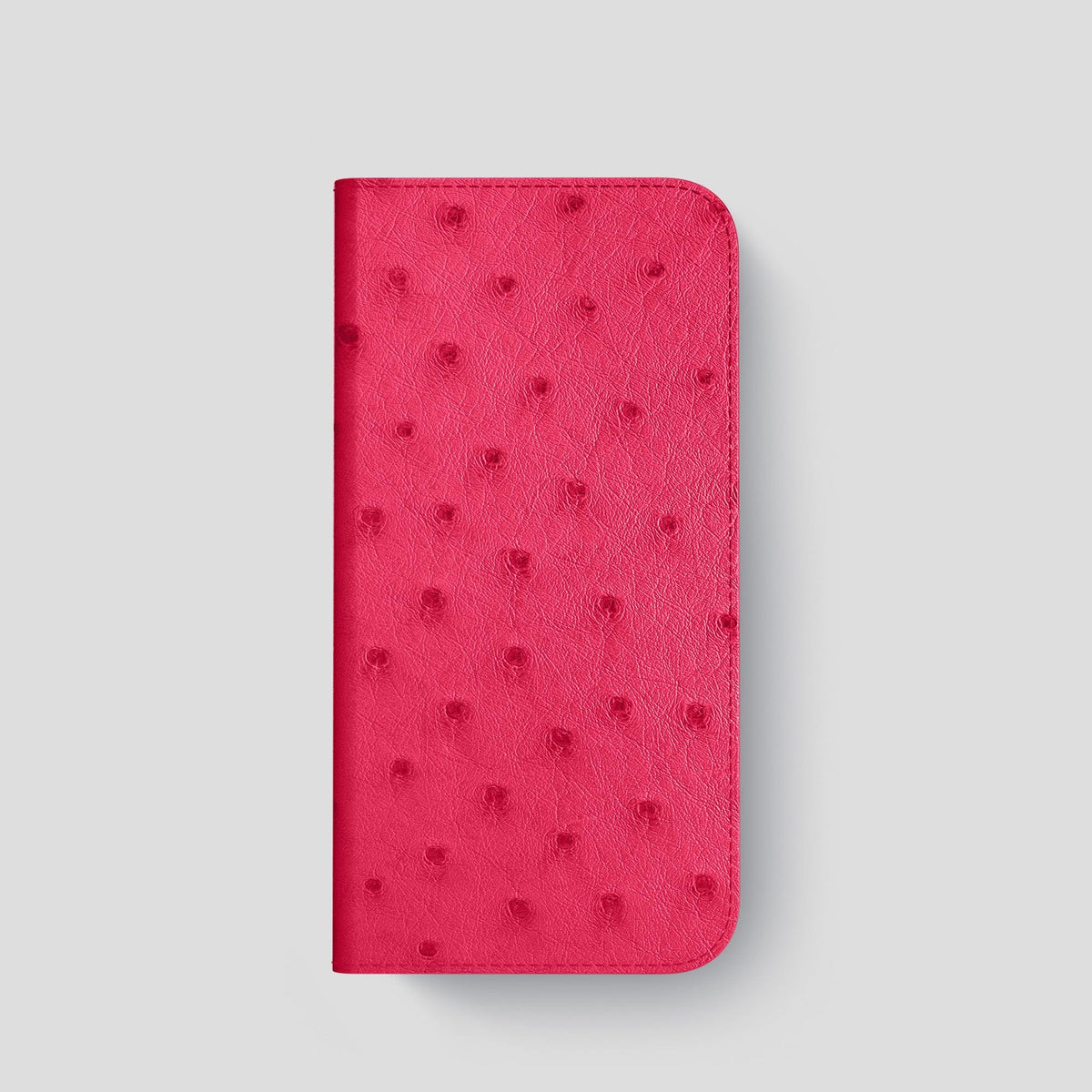 Bordeaux iPhone 15 Pro Folio Case Ostrich with Gold Metal -4 | Bordeaux-Gold