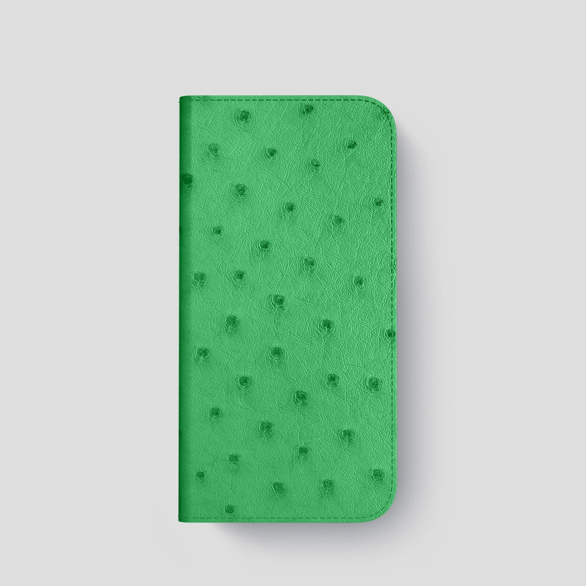 Kentucky Green iPhone 15 Pro Folio Case Ostrich with Gold Metal -4 | Kentucky-Green-Gold