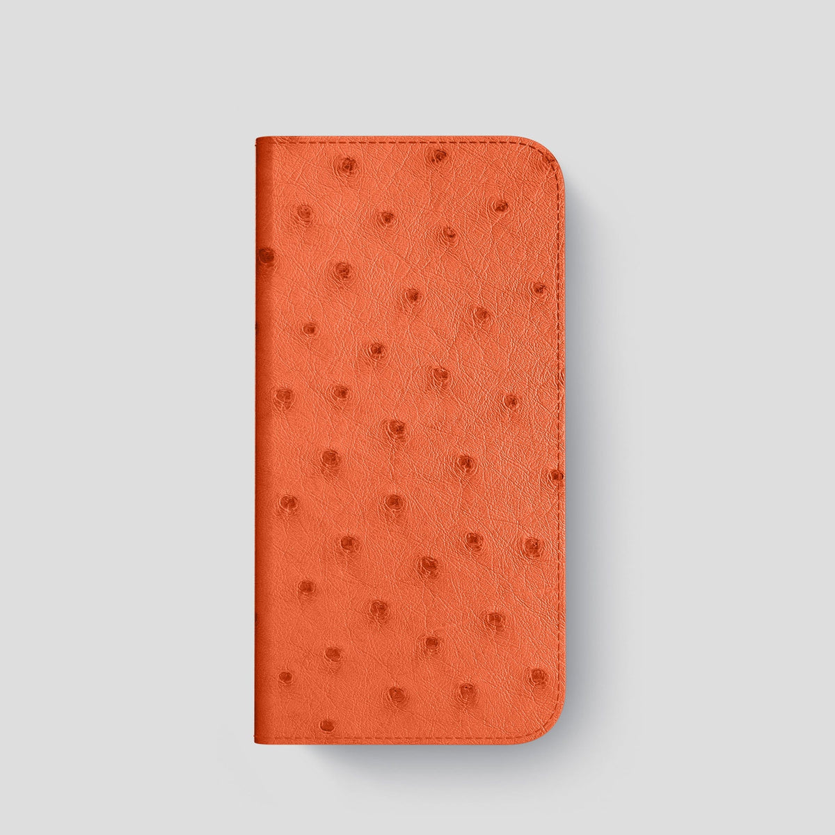Orange iPhone 15 Pro Folio Case Ostrich with Black Metal -4 | Orange-Black