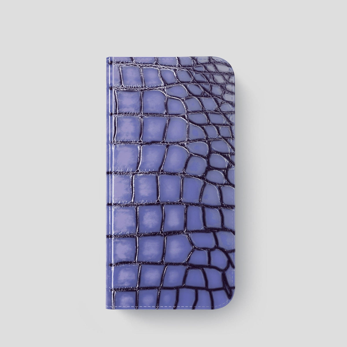 Lilac iPhone 15 Pro Folio Magsafe Case Patina Alligator with Black Metal -4 | Lilac-Black