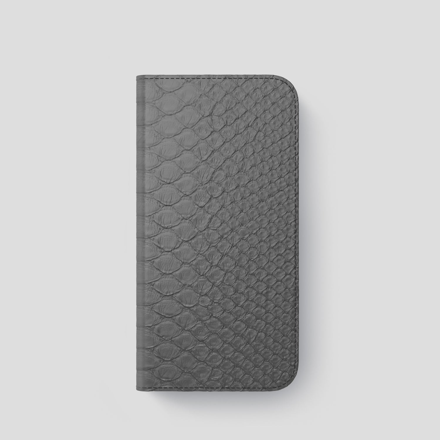 Grey iPhone 15 Pro Folio Case Python with Steel Metal -4 | Grey-Steel