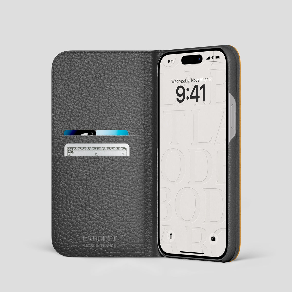 Honey iPhone 15 Pro Folio Case Python with Steel Metal -2 | Honey-Steel