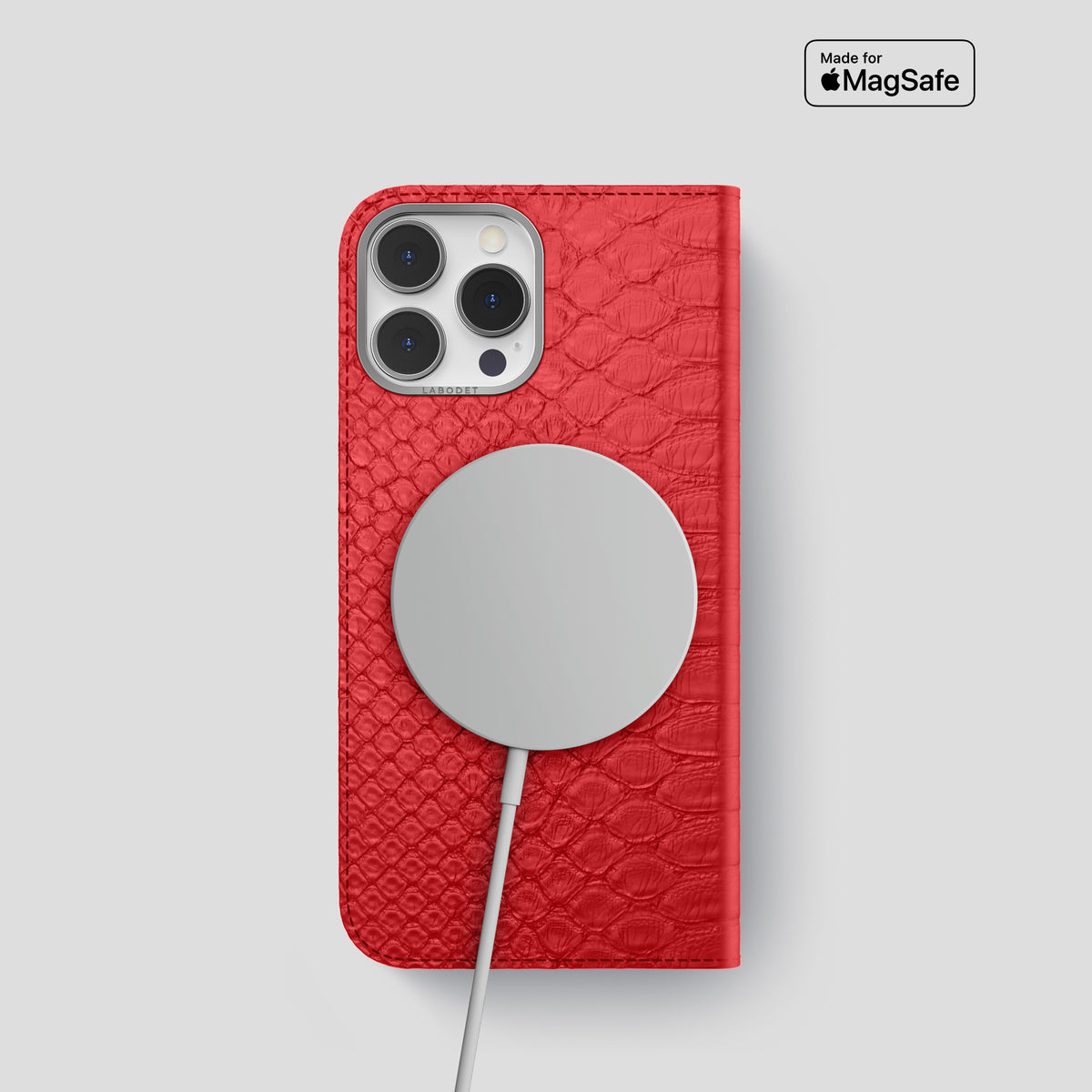 Red iPhone 15 Pro Folio Case Python with Steel Metal -3 | Red-Steel