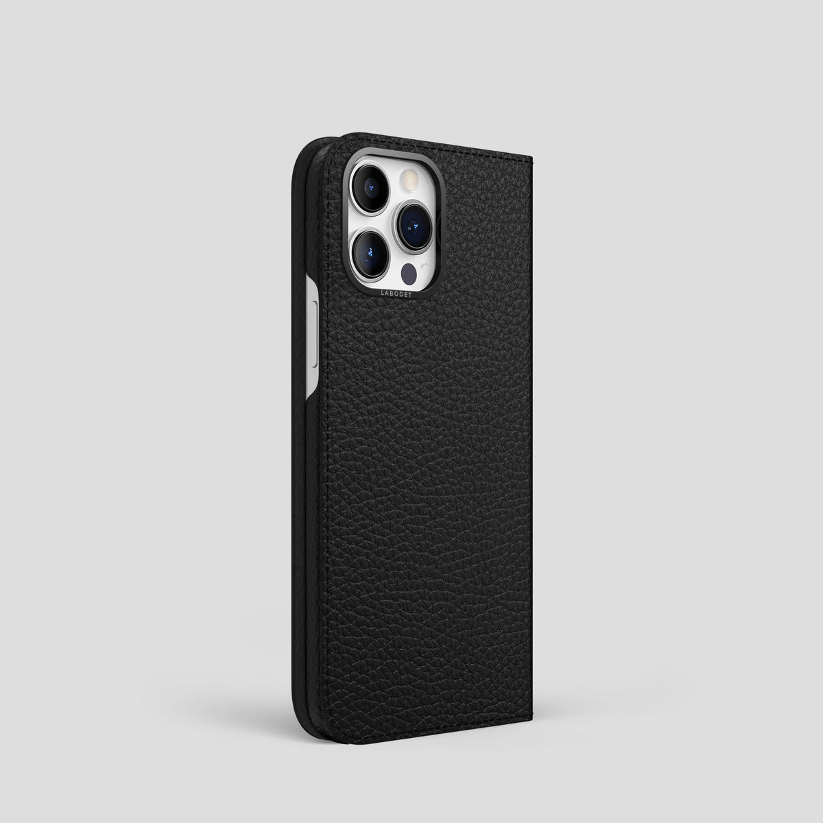 Black iPhone 15 Pro Folio Magsafe Case Calf with Black Metal -1 | Black-Black