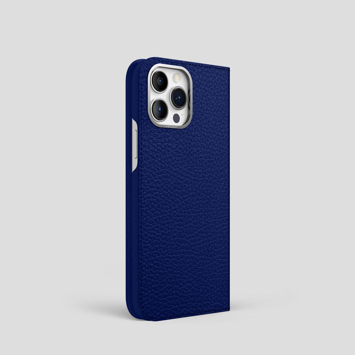 Royal Blue iPhone 15 Pro Folio Magsafe Case Calf with Steel Metal -1 | Royal-Blue-Steel