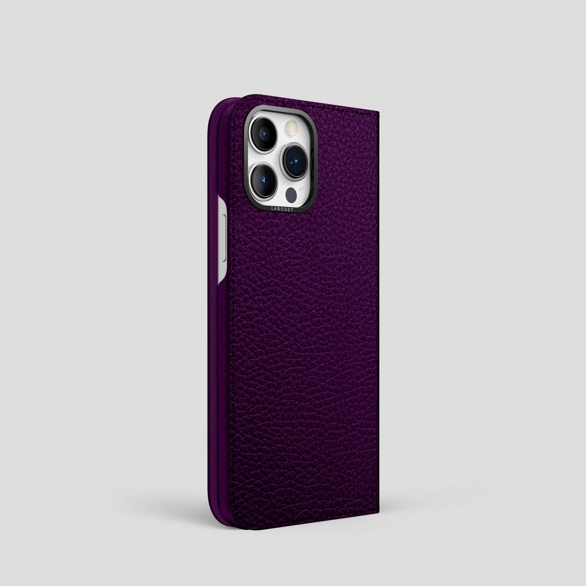 Violet iPhone 15 Pro Folio Magsafe Case Calf with Black Metal -1 | Violet-Black