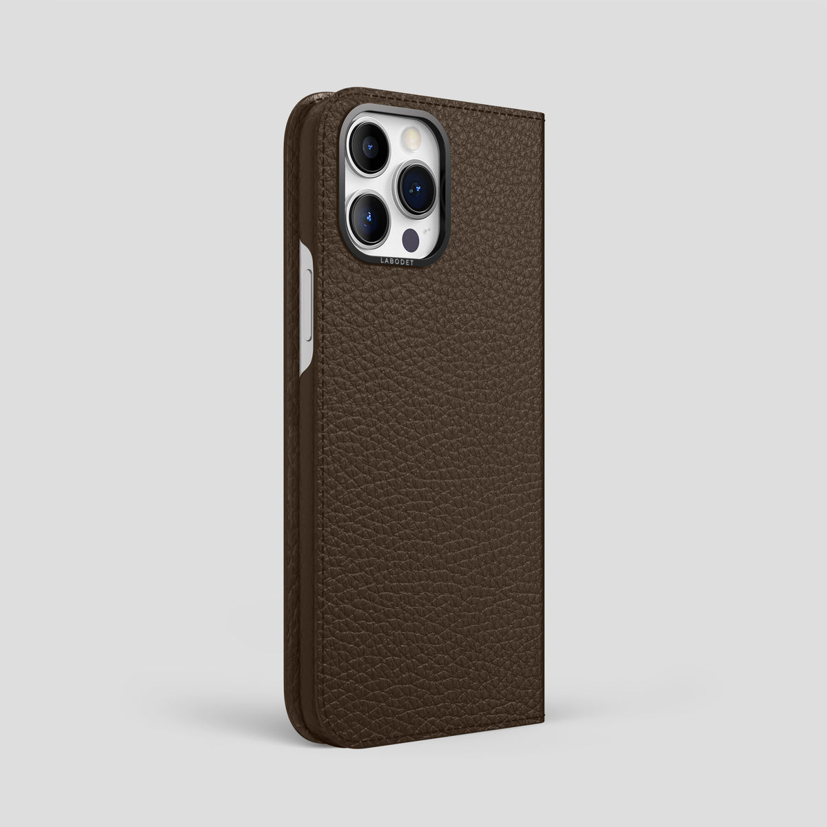 Dark-Brown iPhone 15 Pro Max Folio Magsafe Case Calf with Black Metal -1 | Dark-Brown-Black