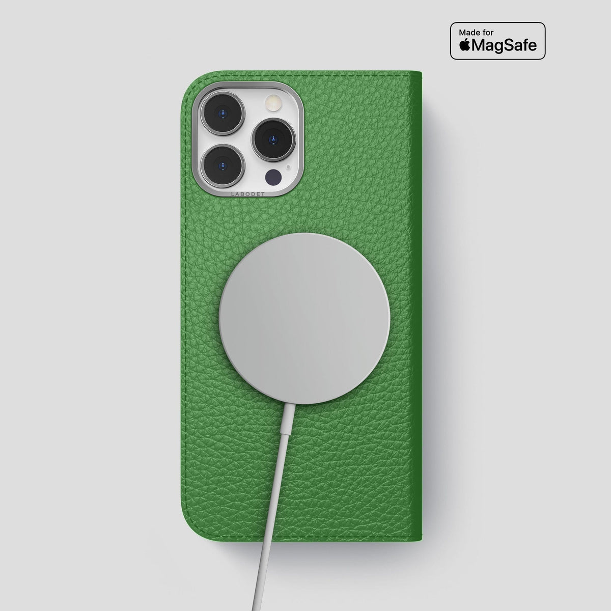 Herb iPhone 15 Pro Max Folio Magsafe Case Calf with Steel Metal -3 | Herb-Steel