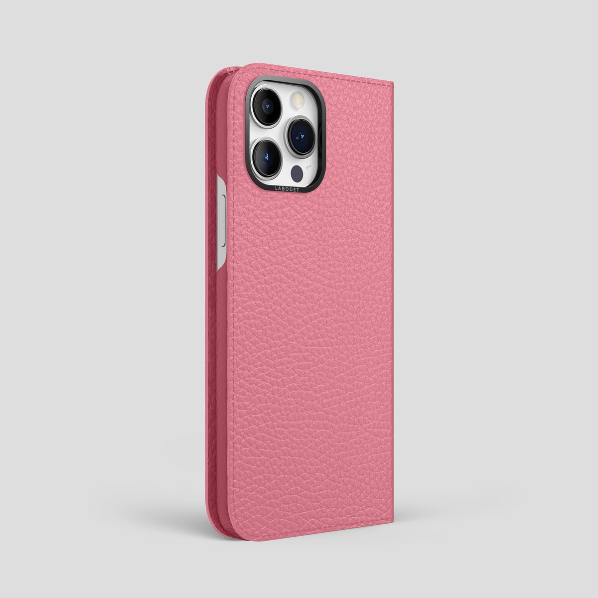 Pink iPhone 15 Pro Max Folio Magsafe Case Calf with Black Metal -1 | Pink-Black