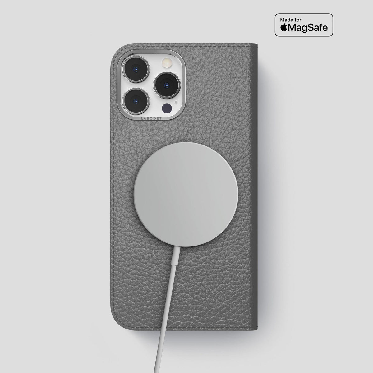 Souris iPhone 15 Pro Max Folio Magsafe Case Calf with Steel Metal -3 | Souris-Steel