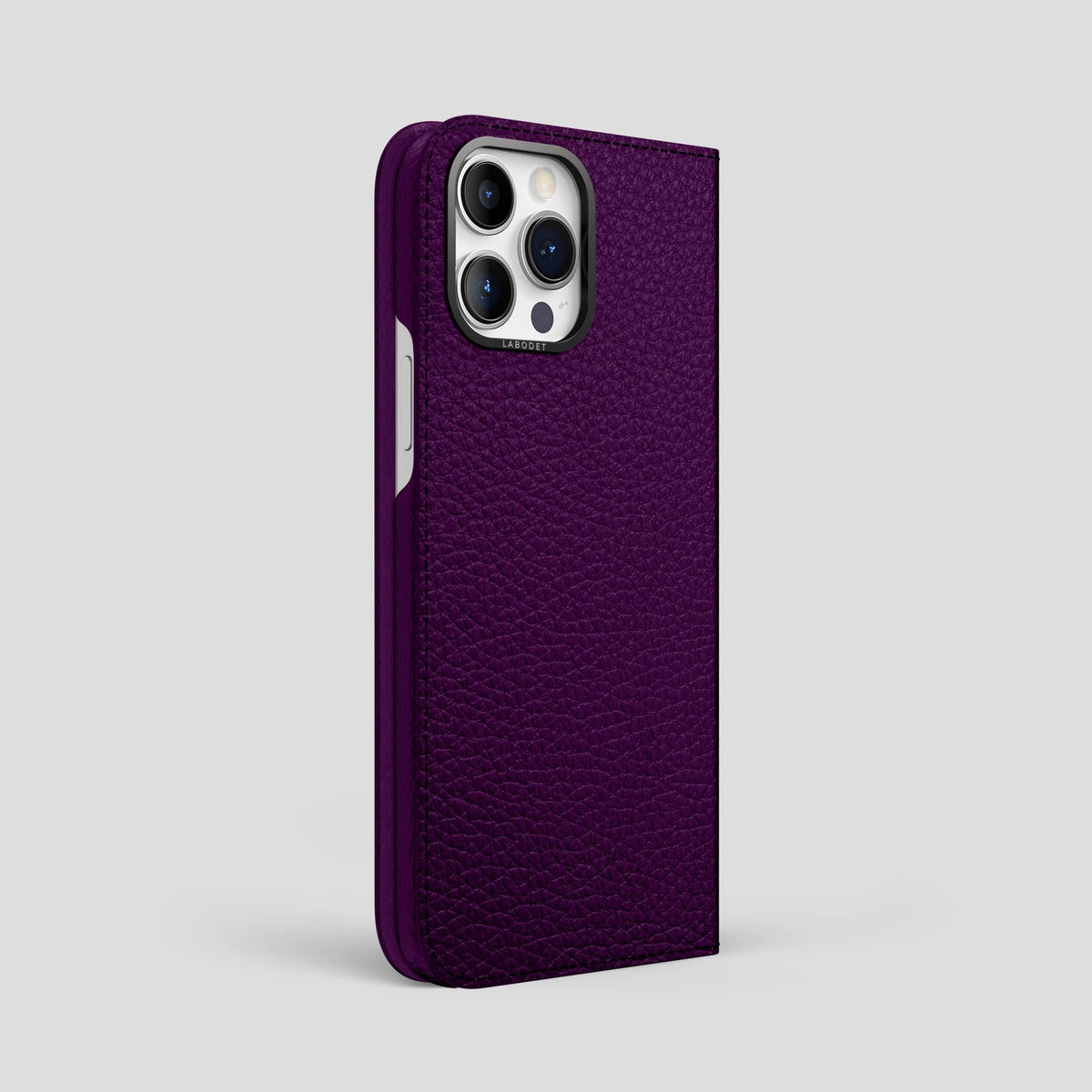 Violet iPhone 15 Pro Max Folio Magsafe Case Calf with Black Metal -1 | Violet-Black