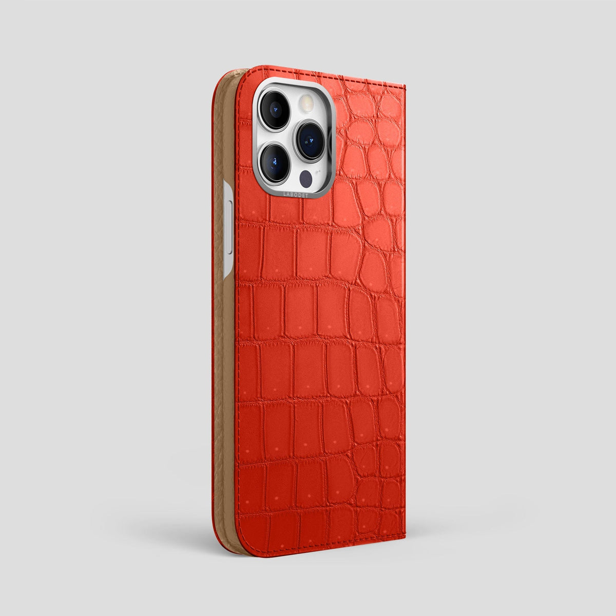 Rust iPhone 15 Pro Max Folio Case Porosus Crocodile with Steel Metal -1 | Rust-Steel