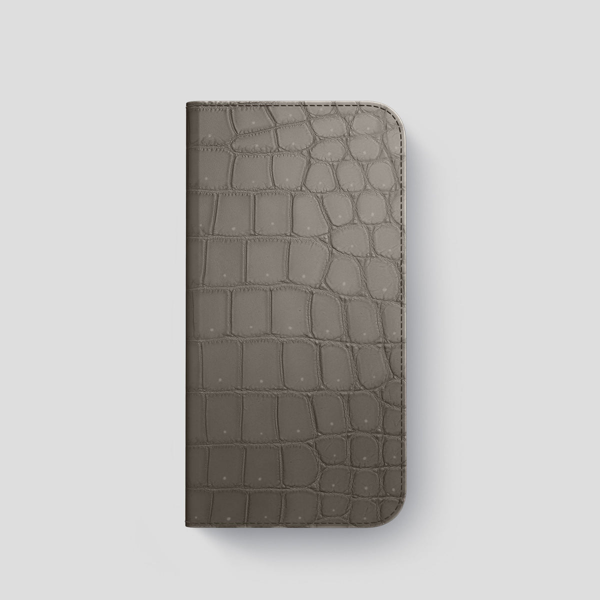 Lava-Stone iPhone 15 Pro Folio Case Porosus Crocodile with Gold Metal -4 | Lava-Stone-Gold