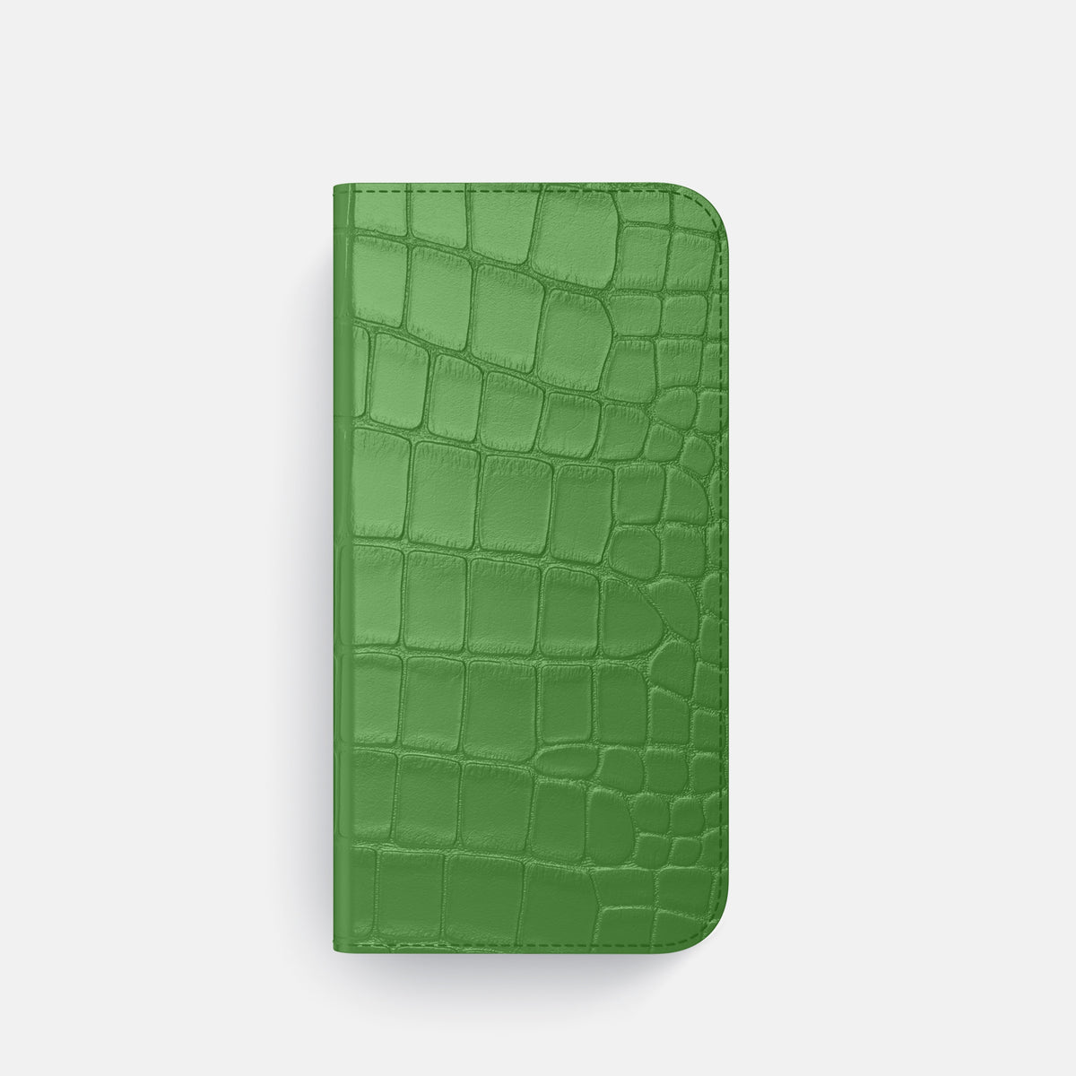 Apple-Green iPhone 16 Pro Folio Case Alligator with Black Metal -4 | Apple-Green-Black