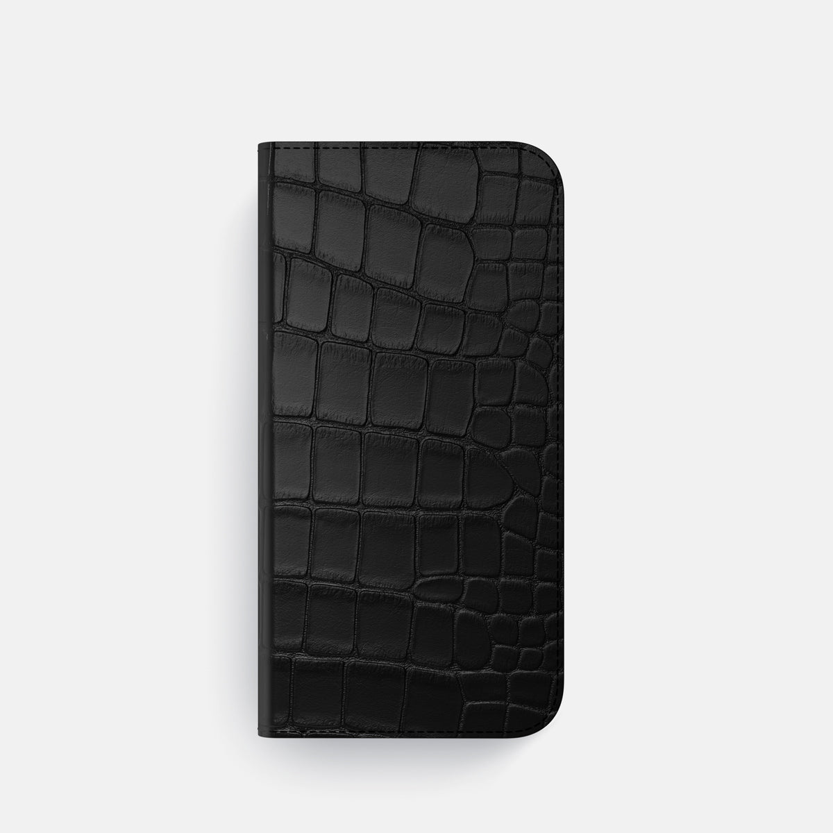 Black iPhone 16 Pro Folio Case In Alligator with Gold Metal -4 | Black-Gold
