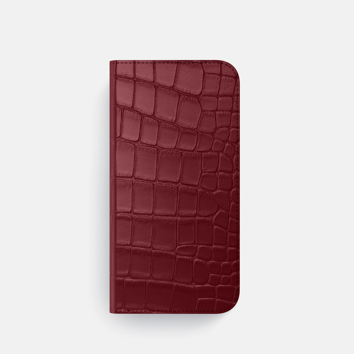 Burgundy iPhone 16 Pro Folio Case Alligator with Black Metal -4 | Burgundy-Black