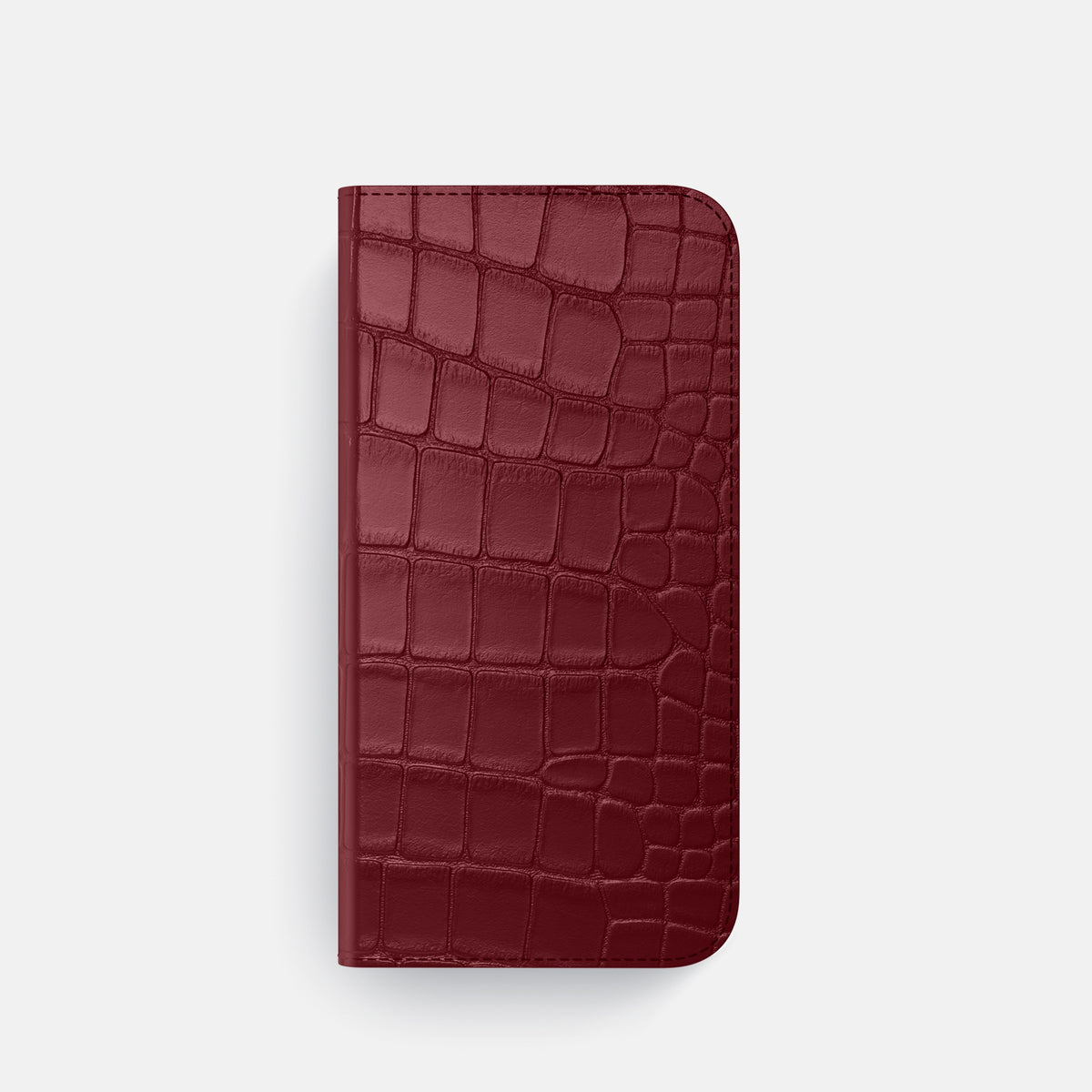 Burgundy iPhone 16 Pro Folio Case In Alligator with Gold Metal -4 | Burgundy-Gold