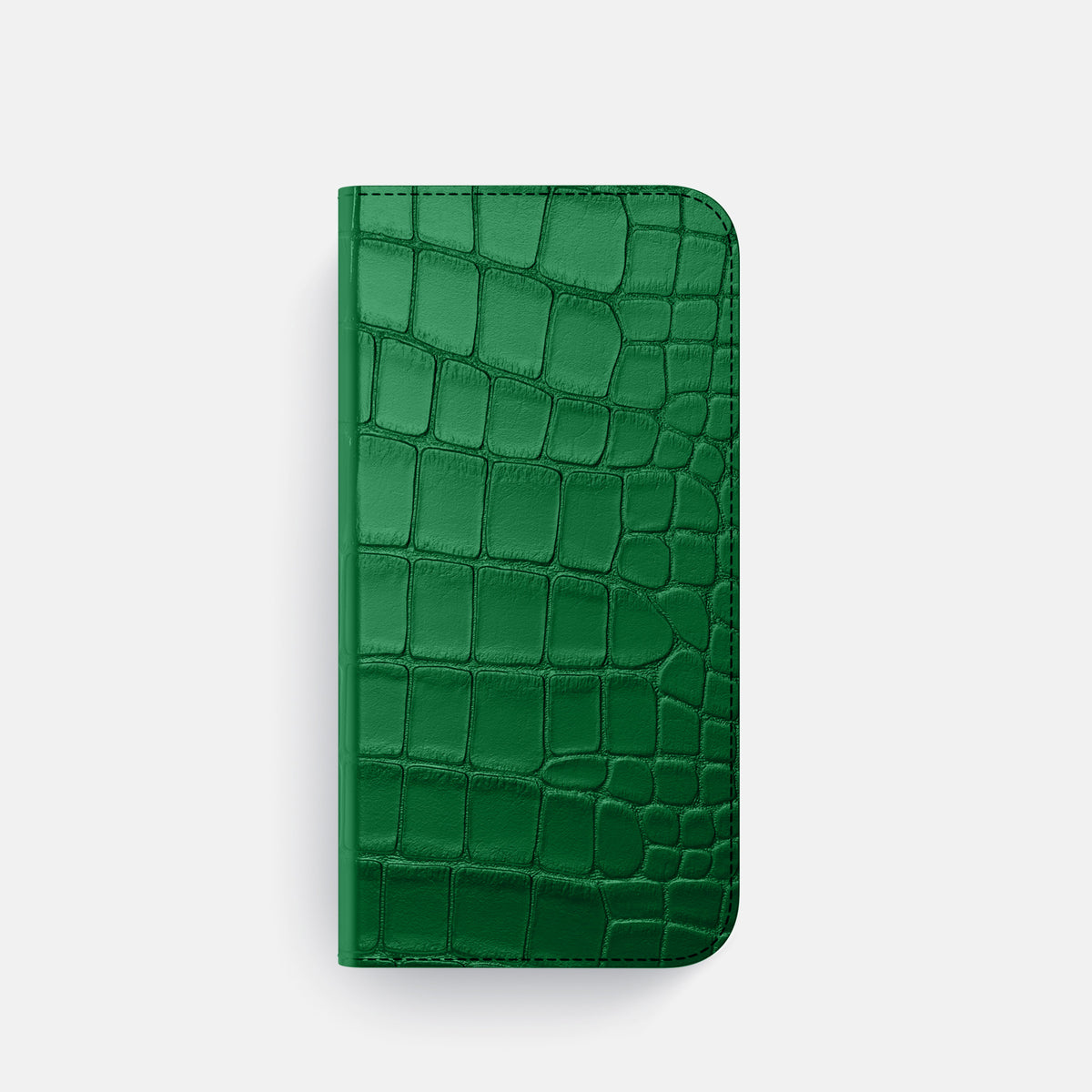 Forest-Green iPhone 16 Pro Folio Case In Alligator with Black Metal -4 | Forest-Green-Black