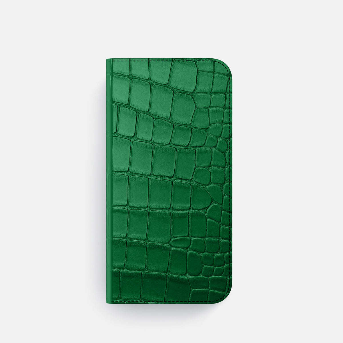 Forest-Green iPhone 16 Pro Folio Case In Alligator with Gold Metal -4 | Forest-Green-Gold