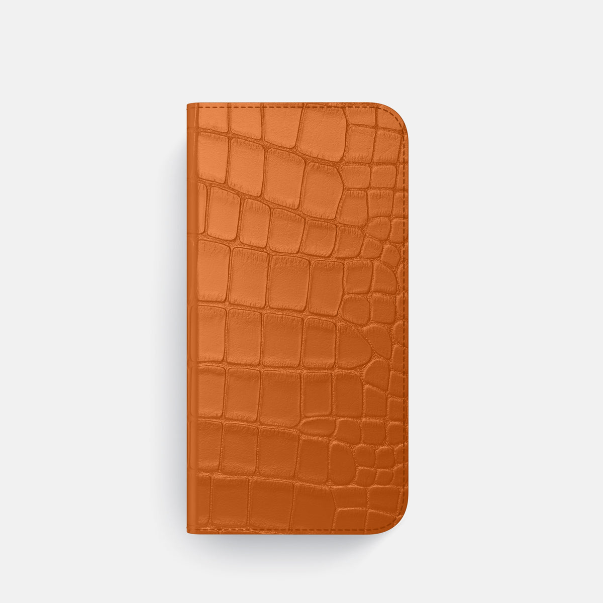 Orange iPhone 16 Pro Folio Case Alligator with Black Metal -4 | Orange-Black