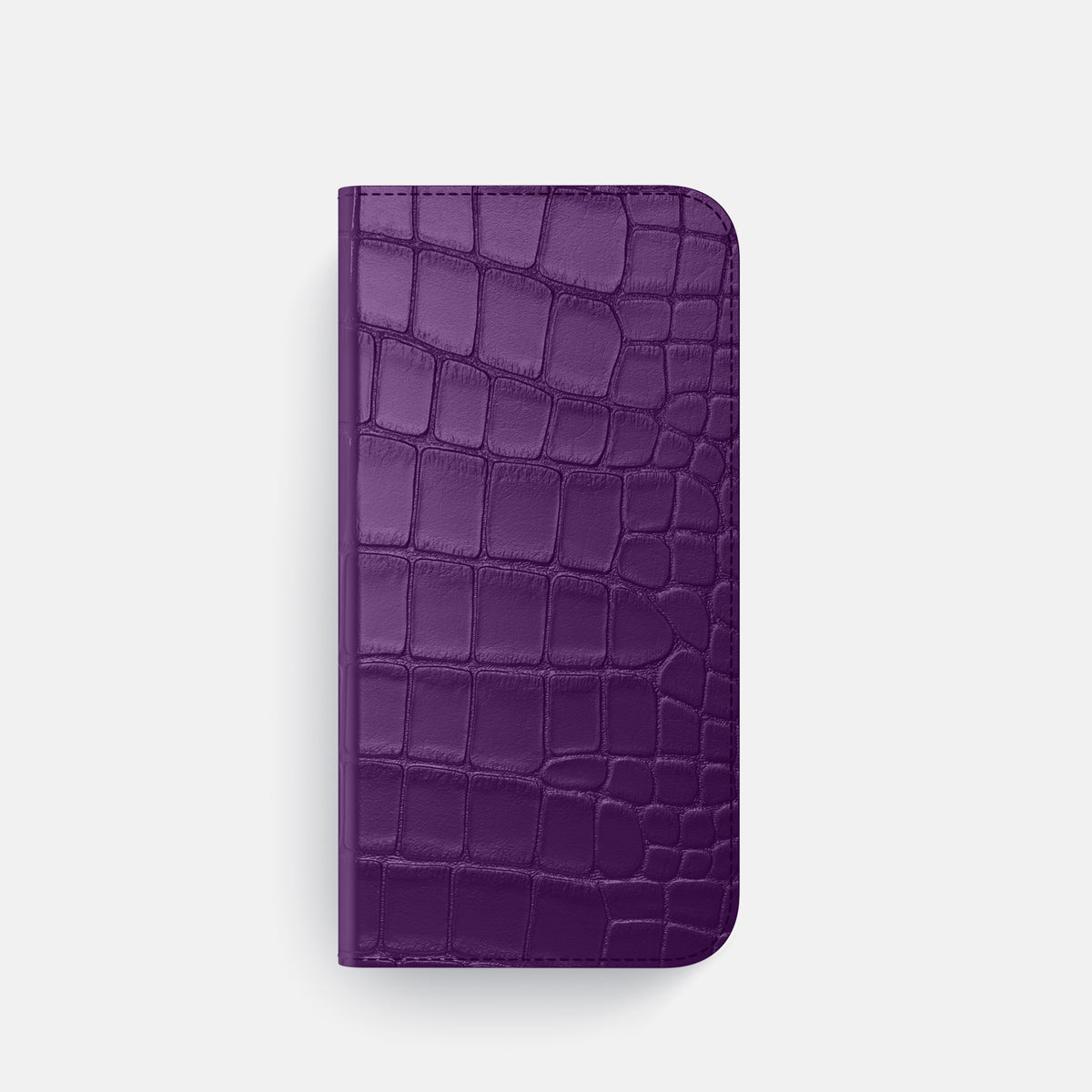 Purple iPhone 16 Pro Folio Case Alligator with Black Metal -4 | Purple-Black