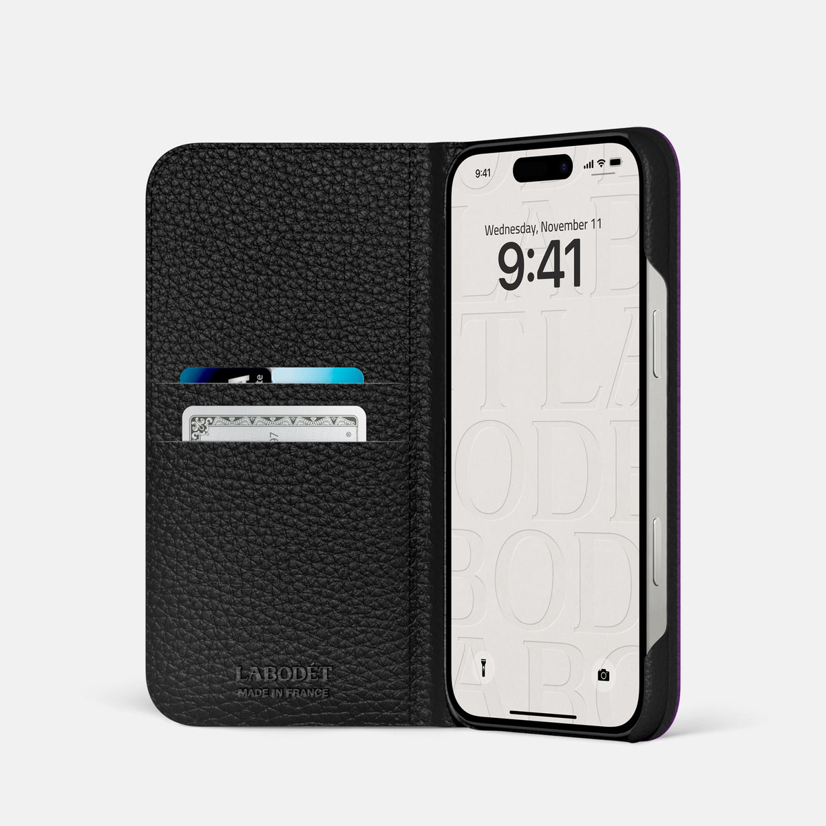 Purple iPhone 16 Pro Folio Case Alligator with Steel Metal -2 | Purple-Steel