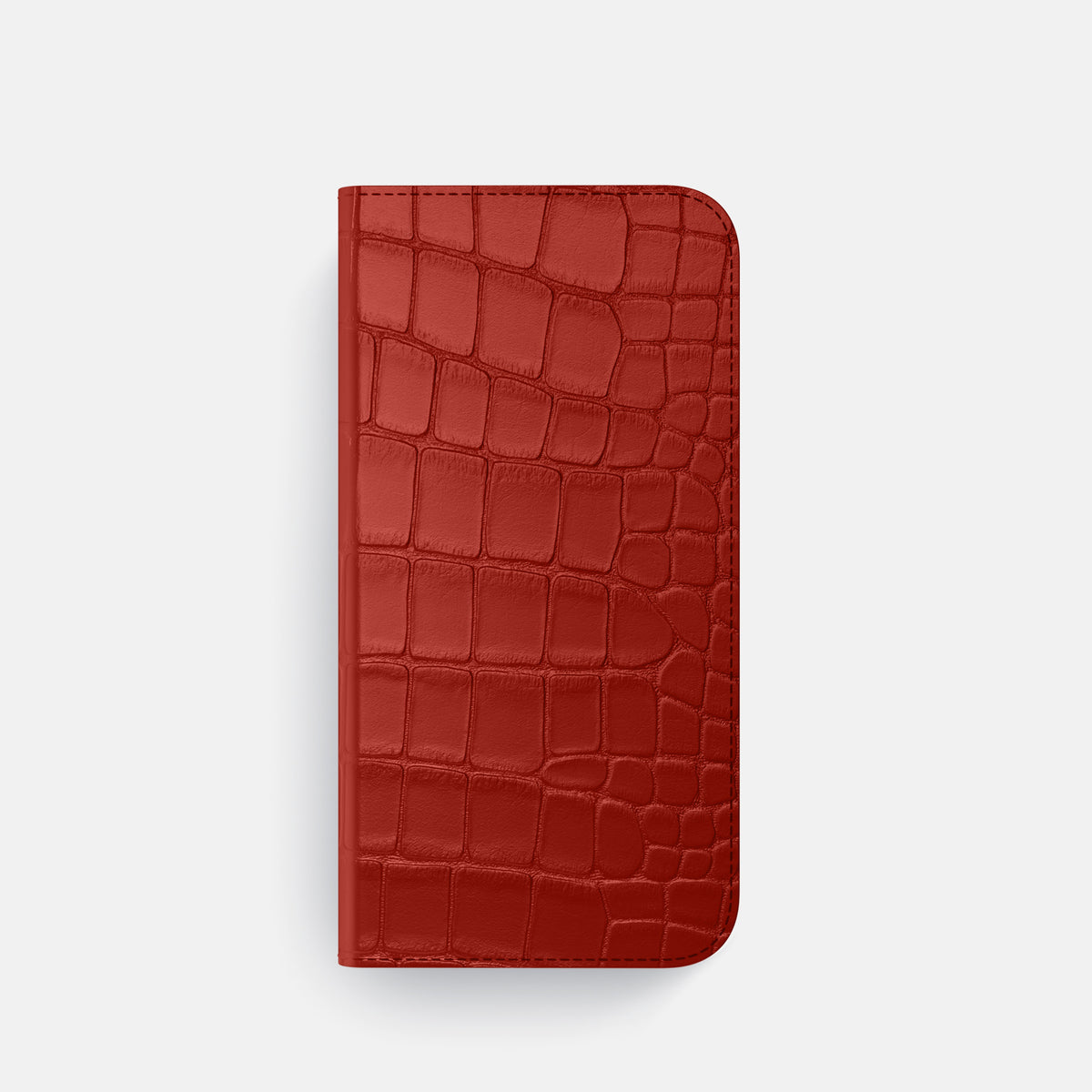 Red iPhone 16 Pro Folio Case Alligator with Black Metal -4 | Red-Black