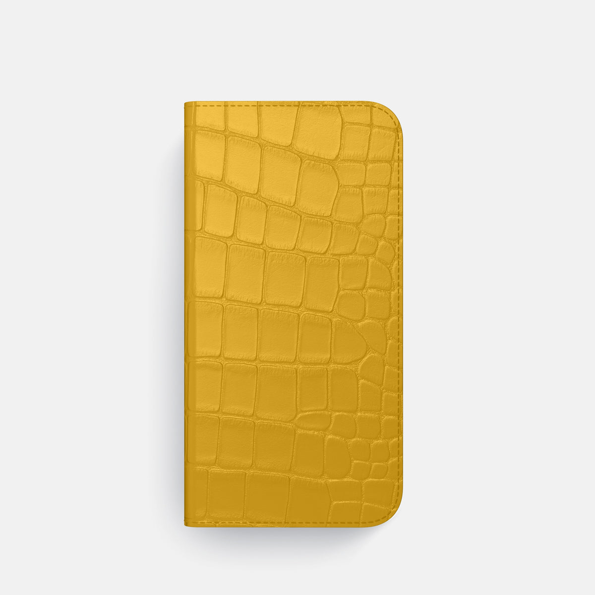 Yellow iPhone 16 Pro Folio Case In Alligator with Gold Metal -4 | Yellow-Gold