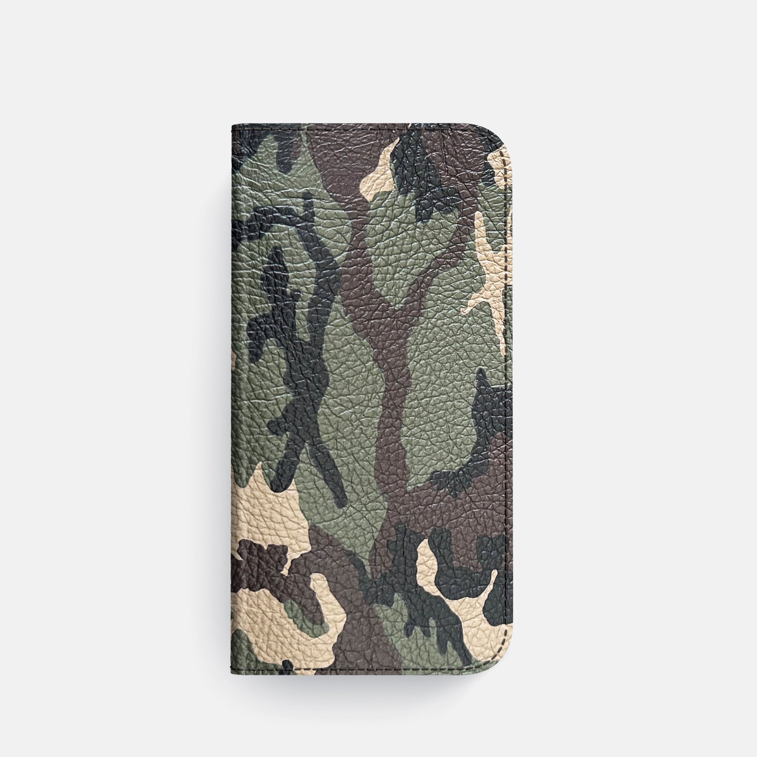 Camouflage iPhone 16 Pro Folio Case Calf with Steel Metal -4 | Camouflage-Steel