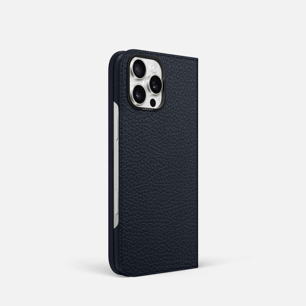 Marine iPhone 16 Pro Folio Case Calf with Black Metal -1 | Marine-Black