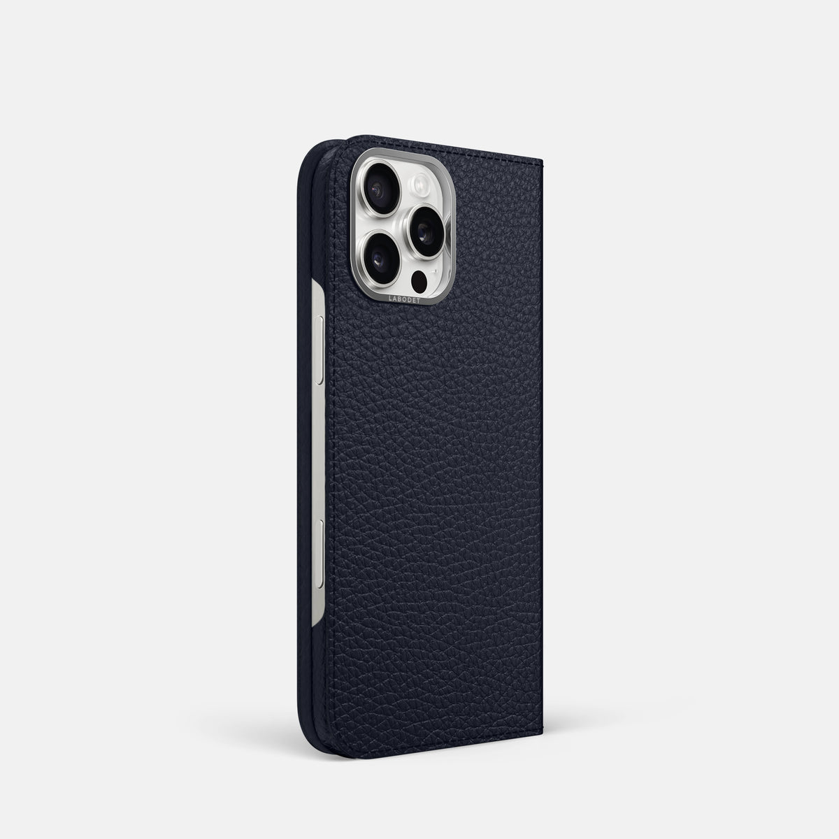 Marine iPhone 16 Pro Folio Case Calf with Steel Metal -1 | Marine-Steel