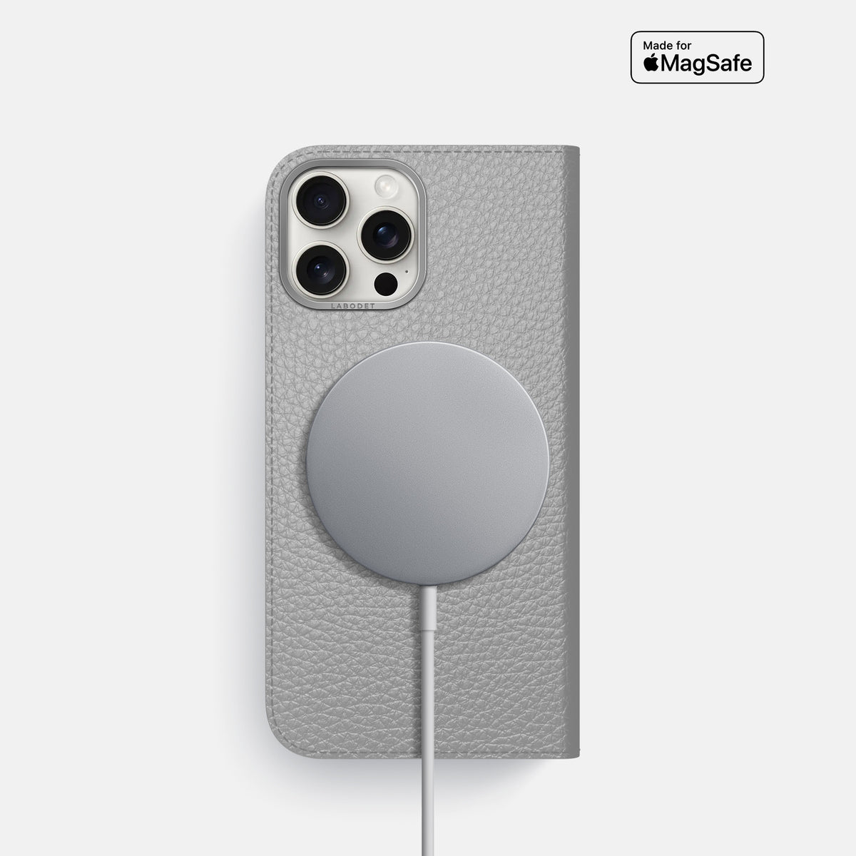 Nuage iPhone 16 Pro Folio Case Calf with Steel Metal -3 | Nuage-Steel